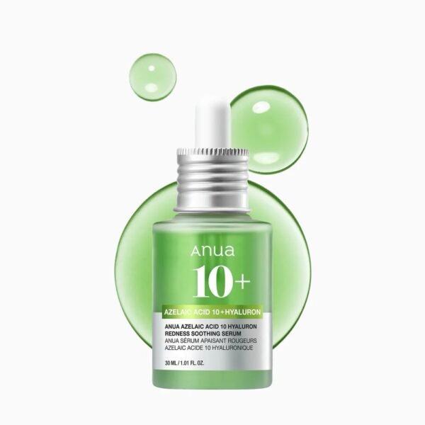 Anua Azelaic Acid 10 + Hyaluron Redness Soothing Serum
أنوا سيروم الأزيليك أسيد 10٪ + الهيالورونك لتهدئة الاحمرار وتنقية البشرة